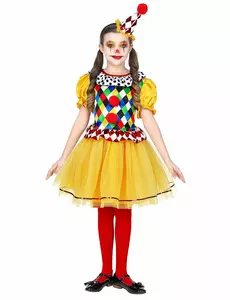 Kolorowy strój klauna dla dziewczynek, Rozmiar: 4-5 lat(116 cm)