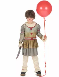 Szary przerażający kostium klauna dla chłopca, Rozmiar: 10-12 lat (130-140 cm)