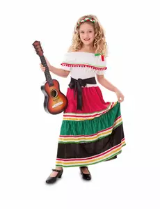 Kolorowy kostium meksykański dla dziewczynki, Rozmiar: 5-6 lat (105-121 cm)