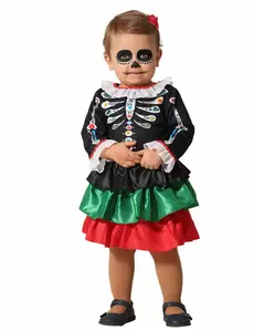 Kostium szkieletu dla dziewczynki Dia de los muertos, Rozmiar: 6-12 miesięcy (75 cm)