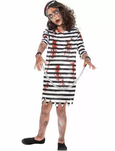 Kostium więźniarka zombie dla dziewczynki, Rozmiar: 10-12 lat (145/158 cm)