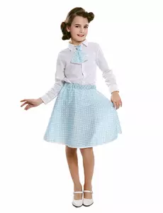 Błękitna Spódnica Pinup Girl z Krawatem, Rozmiar: 3-4 lat (92-104 cm)