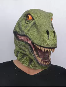Maska lateksowa zielonego dinozaura dla dorosłych