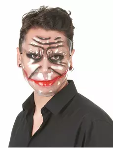 Przezroczysta maska dla dorosłych z rozerwaną szczęką