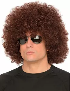 Brązowa peruka afro dla dorosłych