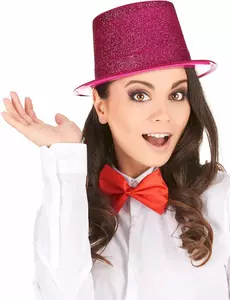 Plastikowy cylinder dla dorosłych z brokatem fuschia