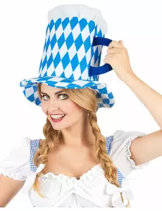 Piwna czapka kufel w kolorze niebieskim i białym dla dorosłych