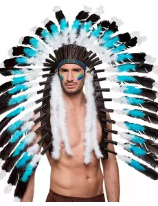 Nakrycie głowy w kolorze niebieskim dla dorosłych Indian Grand Chief