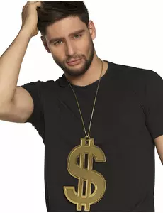 Naszyjnik dolarów 24 cm XL złoty dorosły