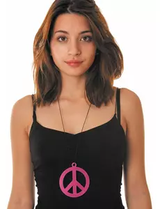 Naszyjnik dla dorosłych Neon Pink Peace wisiorek