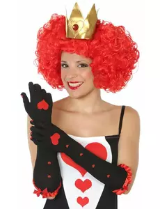 Damskie długie czarne rękawiczki Queen of Hearts