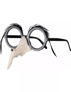 Halloweenowe okulary czarownicy z nosem i brwią