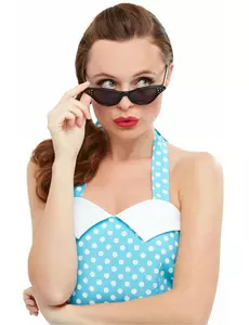 Damskie czarne okulary retro z kryształkami
