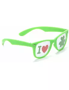 Plastikowe zielone okulary dla dorosłych na dzień św. Patryka