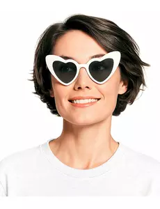 Vintage białe okulary w kształcie serca