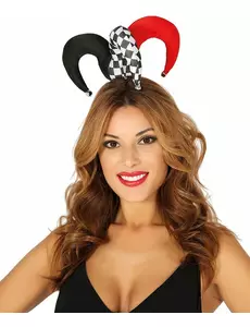Czapka mini czerwono-czarna błazna dla dorosłych