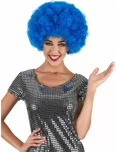 Niebieska peruka afro dla dorosłych