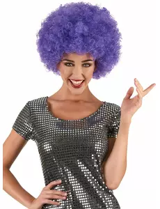 Wygodna fioletowa peruka afro disco dla dorosłych
