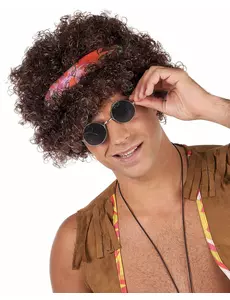 Brązowa peruka afro hipis - 130g