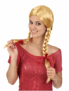 Peruka blond uczennicy z warkoczykami