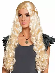 Długa blond peruka z małymi warkoczami