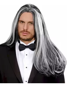 Długa dwukolorowa peruka wampira dla dorosłych na Halloween