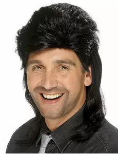 Peruka męska czarna Mullet
