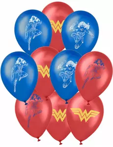 10 lateksowych kulek Wonder Woman™ 25 x 32 cm
