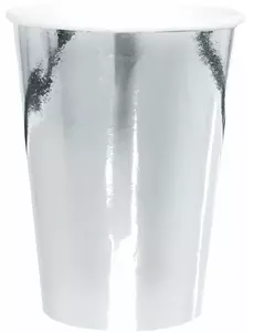 10 srebrnych metalicznych kubków kartonowych 25 cl