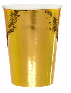 10 złotych metalicznych kubków kartonowych o pojemności 25 cl