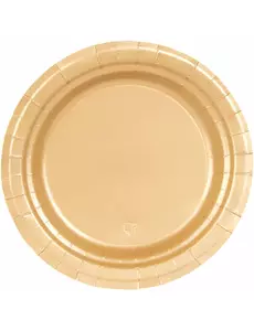 16 matowych złotych talerzy tekturowych, 22 cm