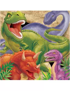 16 papierowych serwetek urodzinowych dinozaurów 33 x 33 cm