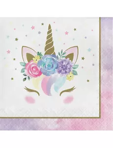16 papierowych serwetek Biała Wróżka Jednorożec 33 x 33 cm