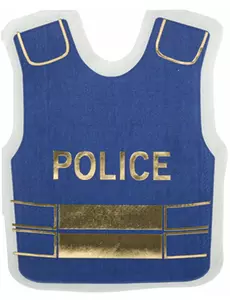 16 granatowo-złotych serwetek papierowych policyjnych 32 x 26 cm