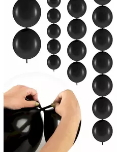 20 czarnych nadmuchiwanych balonów wiązanych 28 cm