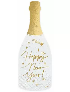 20 papierowych serwetek w butelce Happy New Year o wymiarach 14,5 x 12 cm