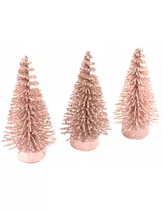 Małe sztuczne choinki w kolorze różowego złota, 5,5 x 2,5 cm