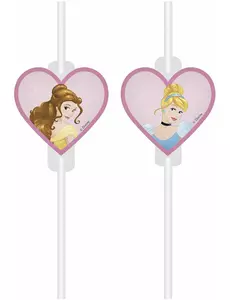 4 kartonowe słomki na medalion Disney Princess™ Hearts