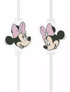 4 kartonowe słomki z medalionem Minnie™ Face