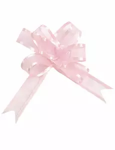 mini kokardek z różowej organdyny o średnicy 16 mm