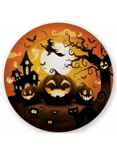 6 papierowych talerzyków dyniowych na Halloween 23 cm