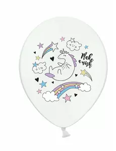 6 białych balonów lateksowych jednorożca 30cm