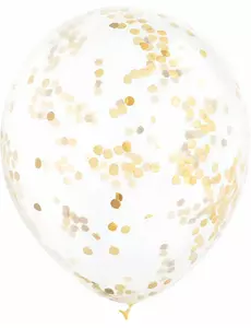 6 przezroczystych balonów lateksowych ze złotym konfetti ochry 30 cm