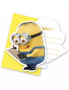 6 uroczych zaproszeń Minionki™ z kopertami