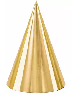 6 złotych tekturowych kapeluszy imprezowych 16 cm