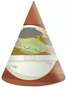 6 Tekturowe kapelusze na przyjęcie Mandalorian™ Baby Yoda