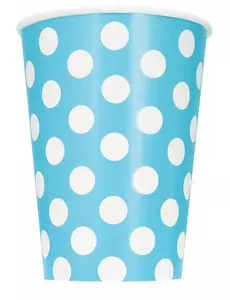 6 kubków papierowych w niebieskie kropki 354 ml