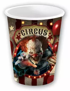 6 papierowych kubków z motywem klauna na Halloween 240 ml