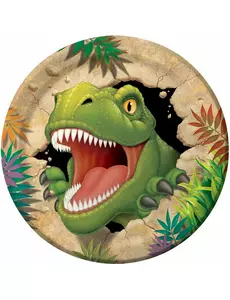 8 papierowych talerzyków urodzinowych dinozaurów 23 cm