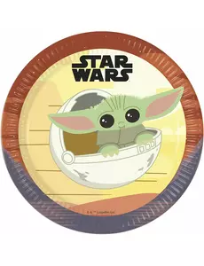 8 papierowych talerzy Baby Yoda Mandalorian™ o średnicy 23 cm
